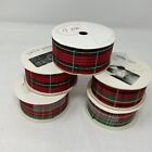Lot of 5 Vintage Tartan Plaid Christmas Ribbon 1 3/8 in & Most Are 12 Yd. Length