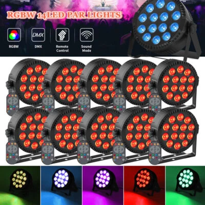 UKING 14LED Par Can Light DMX RGBW 4 IN 1 DJ Disco Stage Bar Lights W/Remote - Image 1 of 4