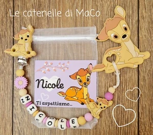 Catenella Portaciuccio Bambi Cerbiatto Disney Silicone + Massaggiagengive Idea R - Foto 1 di 4