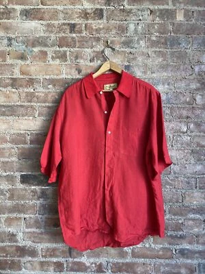 Paul Stuart Mens Shirt, Sz Large, 100% Linen Red taly - Image 1 of 4