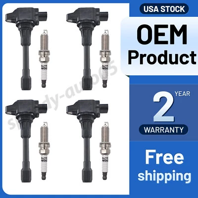 4 Ignition Coil Pack and  Spark Plugs For 2013-2019 Nissan Sentra 1.8L l4 UF549 - Image 1 of 4
