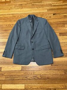Stafford Mens Blazer Jacket Size 46L Gray Wool 2 Button Sport Coat Classic Fit