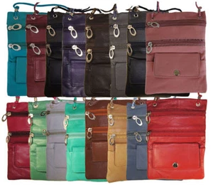 Bolso de cuero genuino para el cuello soporte para pasaporte viaje deporte bandolera cadena cartera - Imagen 1 de 19