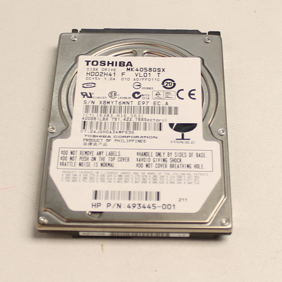 493445-001 Toshiba Hard Drive 400Gb 2.5 5400Rpm Sata "GRADE A" - Image 1 of 1