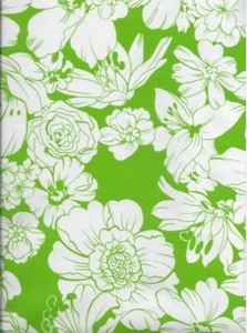 Oilcloth Fabric Elegant Floral Victoria Lime Green Pattern Sold in Yard or Bolt - Picture 1 of 2