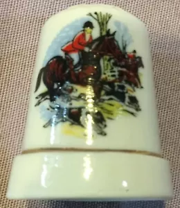 Escena de caza de porcelana de caza de zorros escena de caza de dedales - Imagen 1 de 4