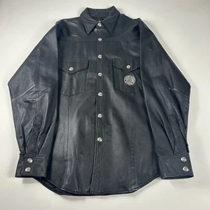 Harley Davidson Original Heavy Riding Lederjacke Herren großer Knopf Druckknopf - Bild 1 von 15
