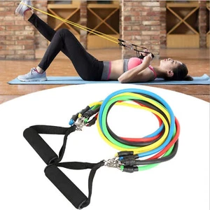 11x Yoga Strap Latex Resistance Bands Exercise Home Gym Tube Fitness Pull Rope - Picture 1 of 14