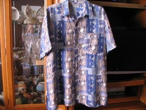 STAR Washable Silk Men's SS Shirt Geometric Hawaiian Look - Picture 1 of 5
