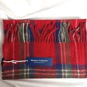 NWT Fishers Finery Men's 100% Pure Cashmere Scarf Red Plaid - Picture 1 of 3