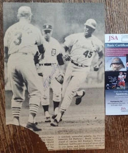 Autographed Signed Tigers Eddie Mathews Magazine Page Clipping Baseball JSA COA - Picture 1 of 3