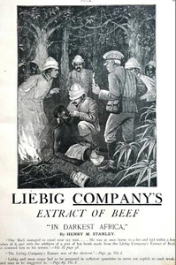 Liebig Company STANLEY ENDORSEMENT 1891 EXTRACT of BEEF in AFRICA Matted Puck Ad - Picture 1 of 8