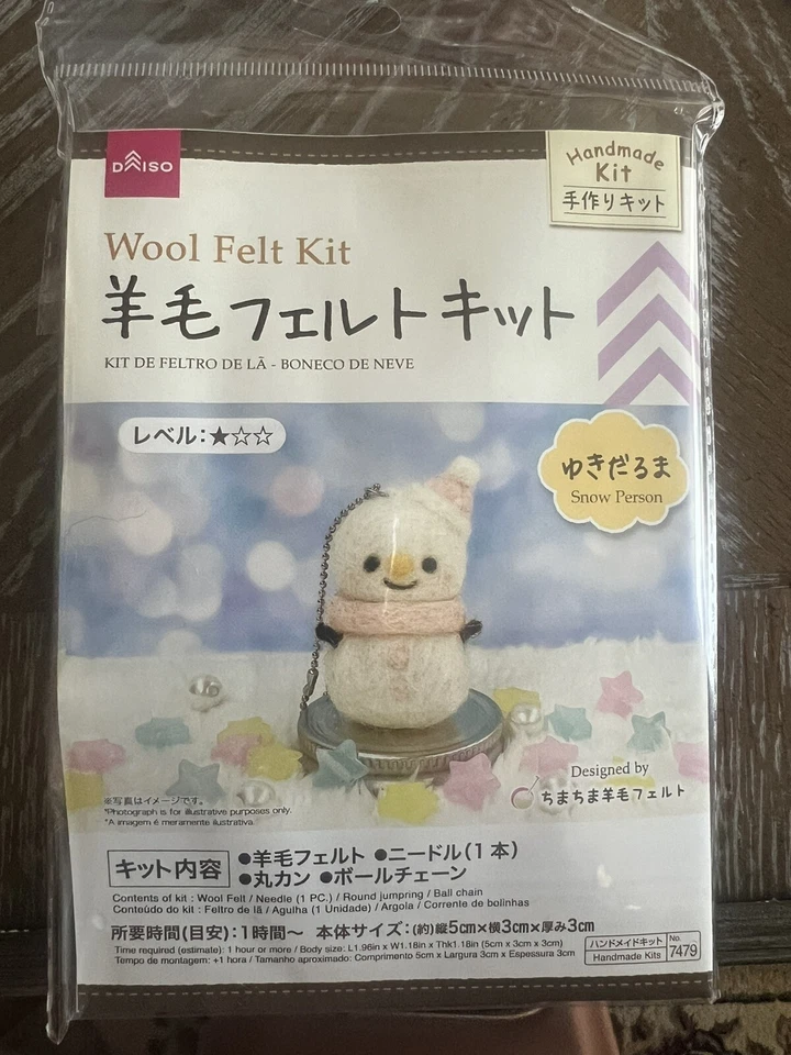 NEW Daiso Needle Felting SNOW PERSON Wool Felt Kit - Image 1 of 1