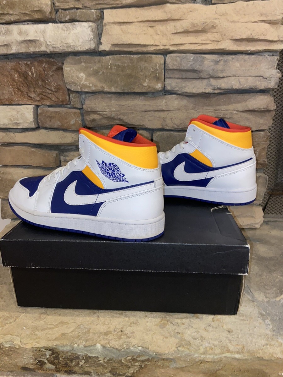 jordan 1 mid white laser orange deep royal blue snipes