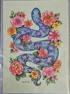 Papyrus Blank Card for Her - Designed by Bella Pilar (Snake & Flowers) - Picture 1 of 6