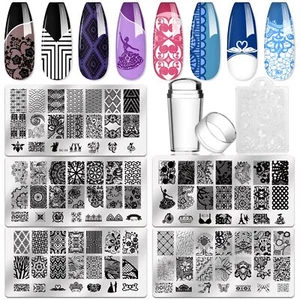 7 Piece Nail Stamping Plates Set Stainless Steel Nail Art Diy At Home - Picture 1 of 9