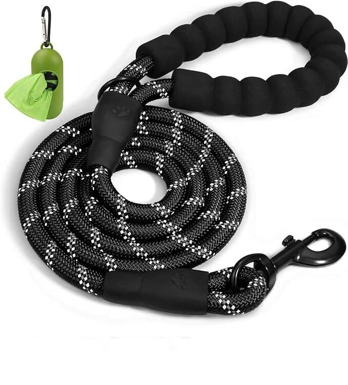 Correa de cuerda para perros de 6 pies con asa acolchada cómoda correa con hilos Foto 1 de 4