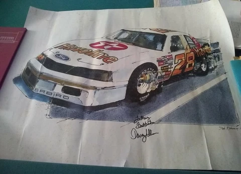 Davey Allison Texaco Havoline Poster Autographed 1988 NASCAR Thunderbird 28 Ford Cover