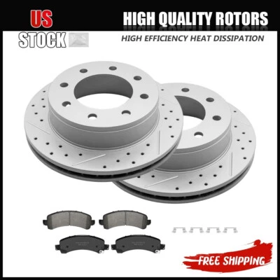 Rear Drilled Disc Rotor Ceramic Pad For Chevy GMC Express Savana 2500 3500 - Image 1 of 4