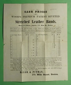 DR WHO 1850s STAMPLESS PRINTED F/L LEATHER BANDS ADVERTISING BOSTON MA w4786 - Picture 1 of 3