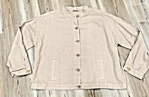 Chaqueta para mujer Eileen Fisher L beige Tencel mezcla de lino botón frontal minimalista - Imagen 1 de 13