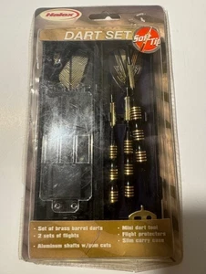 VINTAGE "SEALED" NOS 17G HALEX  BRASS -SOFT TIP DART SET W/CASE /MINI DART TOOL - Picture 1 of 7