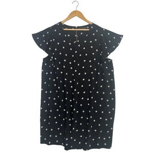 Tahari Dress Womens 1X Black Shift Polka Dot Short Flutter Sleeve Classic Girly - Picture 1 of 9