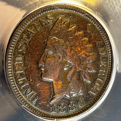1886 Indian Head Cent Type 2 VF-25 Details ANACS beautiful tones - Image 1 of 4