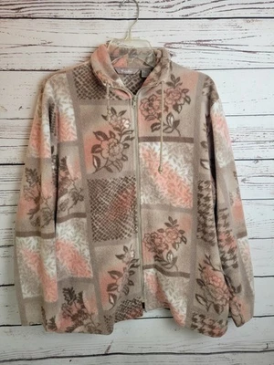 Chaqueta de manga larga Tan Jay rosa tostado rosa cremallera completa polar para mujer talla grande Foto 1 de 4