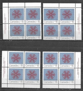 pk03251:Stamps-Canada #557 Christmas Snowflake 15 cent Plate 1 Block Set - MNH - Picture 1 of 1