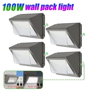 4 Pack 100W Outdoor Wall Pack Lights Fixture Dusk to Dawn Commercial Warehouse - Picture 1 of 12