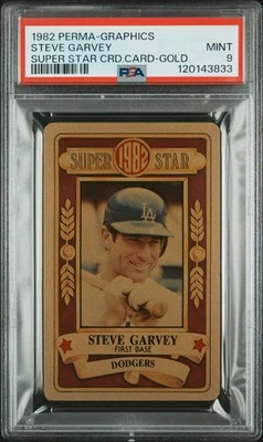 1982 PERMA-GRPAHICS SUPER STAR CREDIT CARDS GOLD STEVE GARVEY PSA 9 - Image 1 of 2