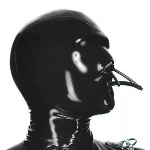 Latex Hood w/ Back Zipper Rubber Mask Breathing tube for Experience Suffocation - Picture 1 of 4