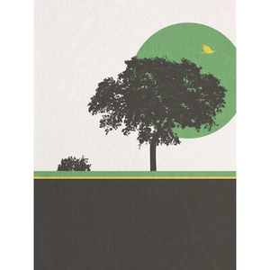 Baum Silhouette Ulme Olive Gold Natur großer Druck 46x61 cm - Bild 1 von 5
