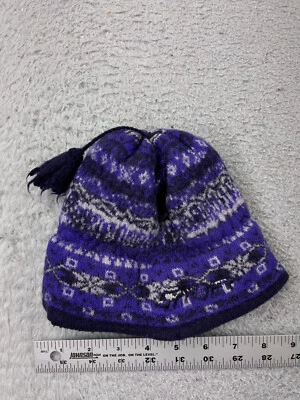 Gorro Spyder Toque DE COLECCIÓN Adulto Talla Única Púrpura Blanco Tejido Borla Lana Años 90 Foto 1 de 4
