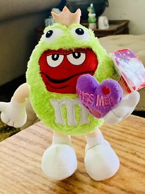 VTG Valentine Gift Red M&M Character in Frog Costume w/Heart 9” plush Kiss Me - Image 1 of 4