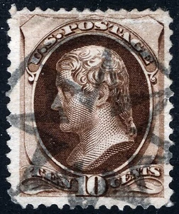 US Sc 161 Brown 10¢ 1873 CBN p.12 Black NYFM (Herst-Sampson 930) Cancel - Picture 1 of 1