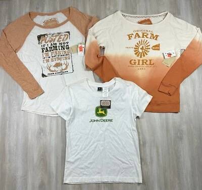 Lote De 3 Camisas Farm Girl John Deer Para Mujer Talla Mediana Nuevas Con Etiquetas Agricultura Foto 1 de 4