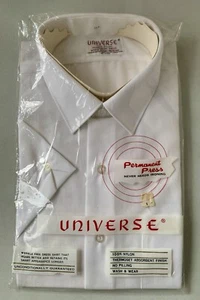 Vintage Universe Nylon Men's White SS Dress Shirt British Crown Colony Hong Kong - Picture 1 of 8