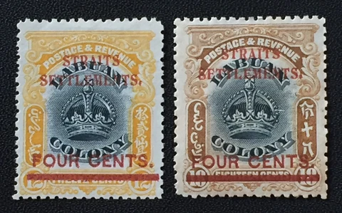 Malaya 1906-07 Straits Settlements opt LABUAN Crown 2V Mint SG#144 & 146 M4482 Cover