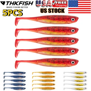 THKFISH 5Pcs Soft Plastic Swimbait Paddle Tail Shad Lure Minnow Fishing Lures - Picture 1 of 18