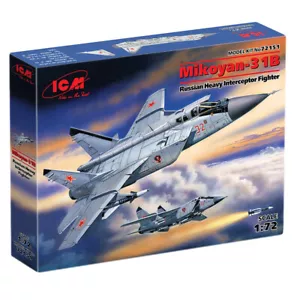 MIG-31 Foxhound Russian Heavy Interceptor Fighter Escala Modelo Kit 1/72 ICM 72151 - Imagen 1 de 7