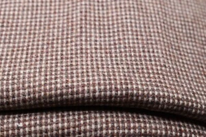 Vintage Wool Plaid Fabric Brown Cream Coat Jacket Skirt 3 Yards & 14" x 60" Wide - Picture 1 of 5