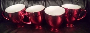 4 LARGE GLOSSY RED MUGS 4.4 DI. & 4.4 TALL - Picture 1 of 1