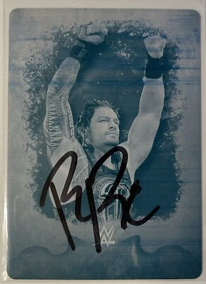 2016 Topps WWE Undisputed Roman Reigns Cyan PRINTING PLATE 01/01 AUTO - Image 1 of 2