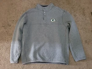 TOMMY BAHAMA Pullover Uomo Verde Bay Packers Maglione REVERSIBILE 1/4 Zip Grigio Nero - Foto 1 di 8