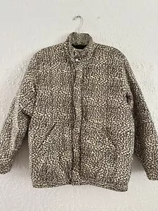 Vintage Clio Silk Animal Print Quilted Puffer Jacket Size M leopard print - Picture 1 of 4
