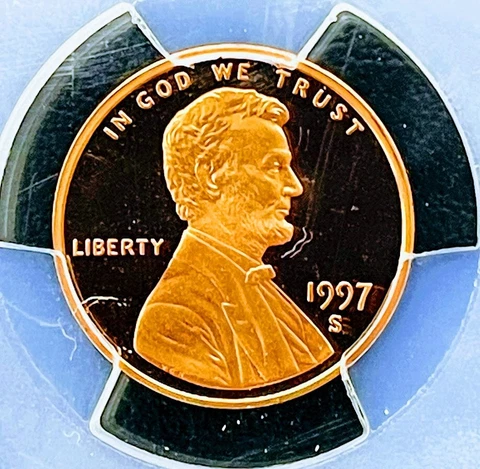 1997-S PENNY 1c One 1 Cent 1997 S Proof Coin PCGS PR69RD DCAM Deep Cameo PR69 RD Cover
