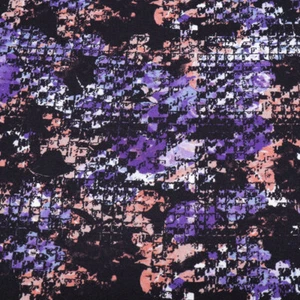 Stoff Viskose Jersey Abstrakt Design lila schwarz lachs blau weiss Kleiderstoff - Bild 1 von 5