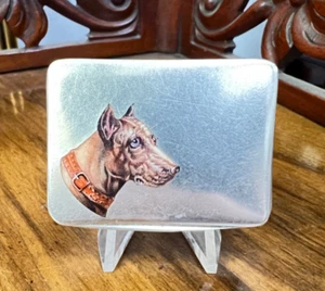 1890 Victorian Silver Partial Enamel Menacing Dog Vesta Case Matchbox Striker - Bild 1 von 15